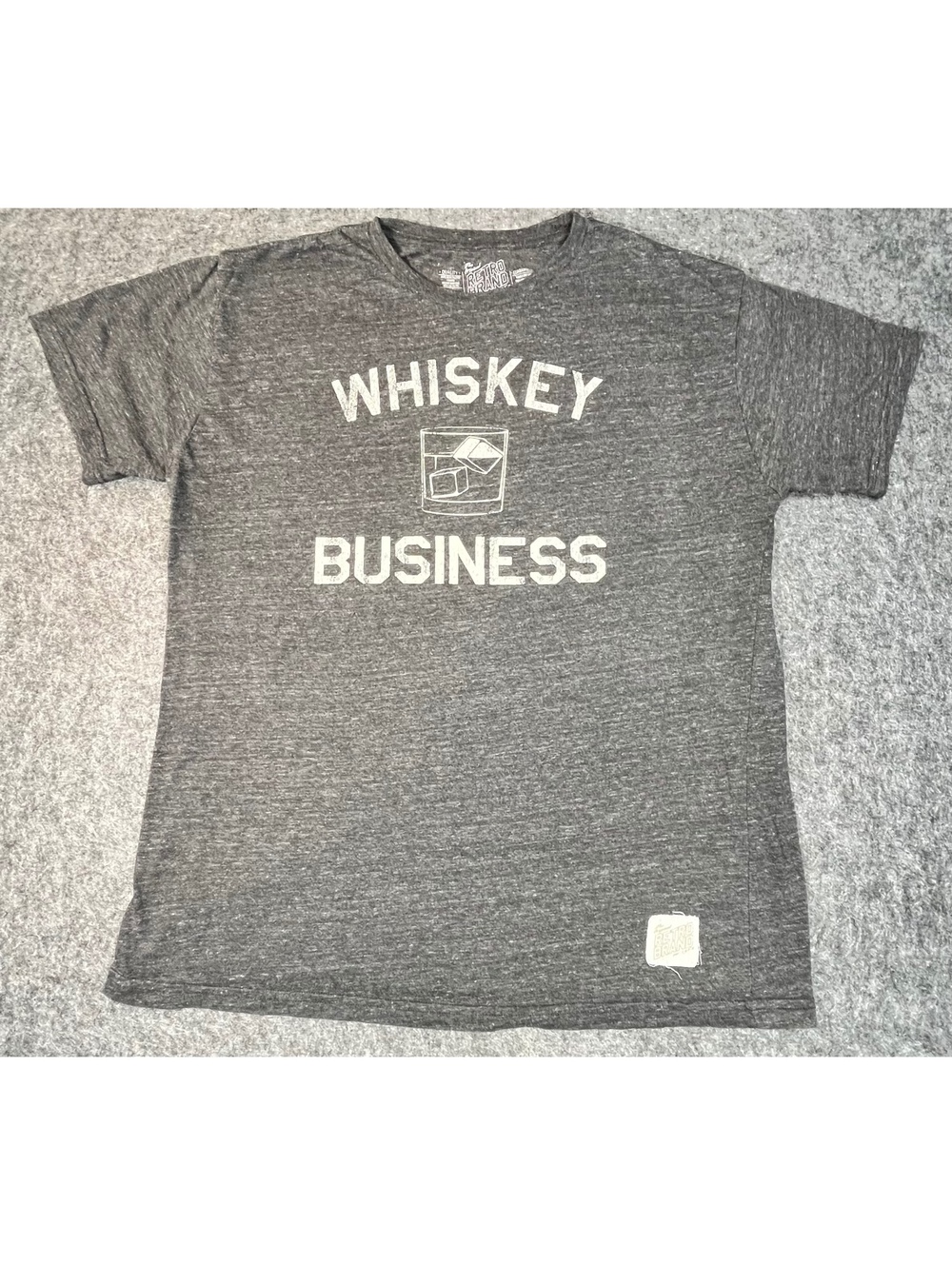 Retro Brand Whiskey Business Graphic T-Shirt Large Gray